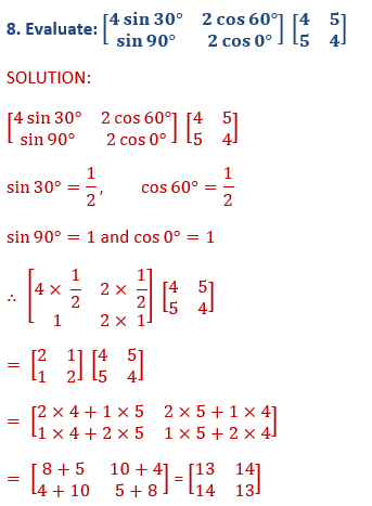 ML Aggarwal Solutions Class 10 Maths Chapter 8 Matrices